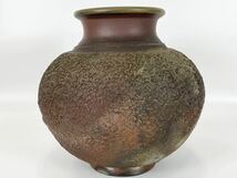 備前焼 茶道具 石目壺 【米田芳清作】共布 木箱_画像3