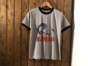 新品●スヌーピー　ビンテージスタイル　霜降り　リンガーTシャツ●アニメ/ハワイ/サーフィン/SNOOPY/HAWAII/GRY