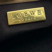 LOEWE/ロエベ ミニハンドバッグ アクセサリーポーチ キャメル系 レザー 小物入 ハーフムーン コスメポーチ_画像9