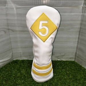 【FW】ゴルフ ヘッドカバーフェアウェイウッド用白黄色5番