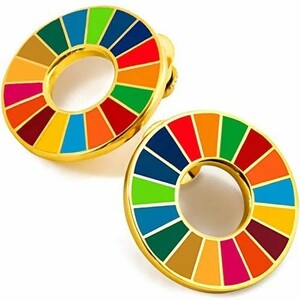 （2個セット） 国連ガイドライン対応 SDGs 25mm ゴールドフレーム UNDP ピンバッジ バッチ バッヂ 琅彩 七宝焼 ゴールド！送料無料！