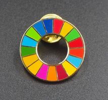 国連ガイドライン対応 SDGs 25mm ゴールドフレーム UNDP ピンバッジ バッチ バッヂ 琅彩 七宝焼 ゴールド！送料無料！_画像1