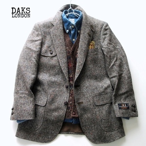 【DAKS LONDON ダックス】未使用 高級 ネップツイード テーラードジャケット!!　（MADE IN JAPAN オーダー 94A6）