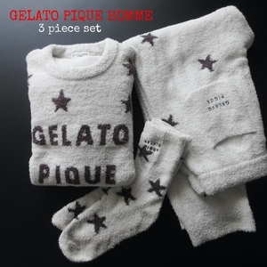 【GELATO PIQUE HOMME ジェラートピケ オム】極上の部屋着◎ フワモコ ルームウェア 3点セット Lサイズ!! （トップス パンツ ソックス）