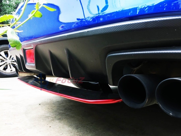 スバル WRX VA STI リアアンダースポイラー 黒+赤ライン塗装済 ABS 取付金具付