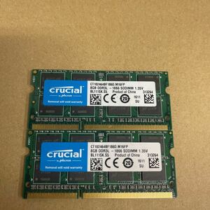 D48 Crucial ノートPCメモリ　8GB DDR3L-1866 2枚