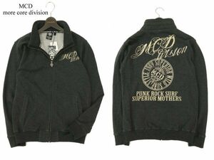 【新品 未使用】 MCD more core division エムシーディー ロゴ プリント★ スウェット ジャケット ブルゾン Sz.L　メンズ 灰　C3T10596_B#I