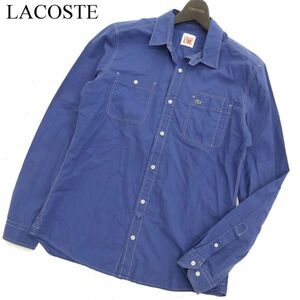 LACOSTE LIVE ラコステ ライブ 通年 ワニロゴ刺繍★ ステッチ 長袖 ワーク シャツ Sz.39　メンズ 青　C3T09482_A#C