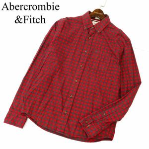 Abercrombie&Fitch アバクロンビー＆フィッチ ロゴ刺繍★ 長袖 ボタンダウン ギンガムチェック ネル シャツ Sz.XL　メンズ　C3T09455_A#B