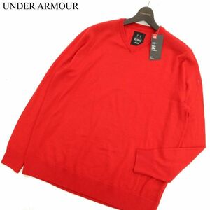 新品★ 未使用 UNDER ARMOUR アンダーアーマー 秋冬 cold gear ウール100％ Vネック ニット セーター Sz.XL　メンズ ゴルフ　C3T09426_A#K