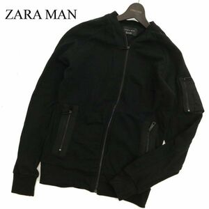 ZARA MAN ザラ マン 通年 スウェット ラグラン MA-1★ フライト ジャケット ブルゾン Sz.S　メンズ 黒　C3T09473_A#O