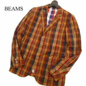 BEAMS ビームス 通年 2B チェック柄★ テーラード ジャケット Sz.M　メンズ　C3T09727_A#O