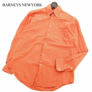 イタリア製★ BARNEYS NEWYORK バーニーズ ニューヨーク 通年 長袖 チェック シャツ Sz.S　メンズ オレンジ　C3T09726_A#C