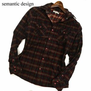 semantic design セマンティック デザイン 秋冬 襟ワイヤー★ 長袖 コーデュロイ ウエスタン チェック シャツ Sz.L　メンズ　C3T09692_A#B