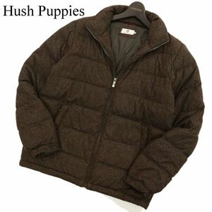 Hush Puppies ハッシュパピー 秋冬 ダウン★ ツイード風 ジップ ジャケット Sz.M　メンズ 茶色系　C3T09998_B#N