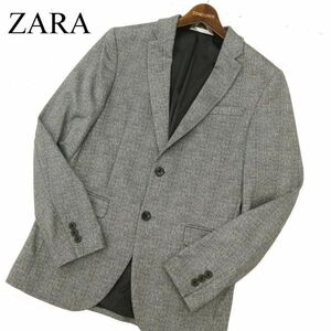 ZARA ザラ マン 通年 現行タグ★ 総裏 グレンチェック 2B アンコン テーラード ジャケット Sz.44　メンズ グレー　C3T10005_B#O