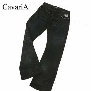 CavariA キャバリア 通年 スタッズ★ 髭落ち加工 ブーツカット デニム パンツ ジーンズ Sz.46　メンズ 黒　C3B04289_B#R