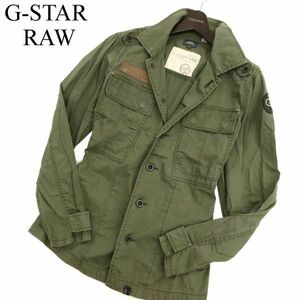 G-STAR RAW ジースター ロウ 通年 加工 ロゴワッペン★ 長袖 ミリタリー ワーク シャツ Sz.M　メンズ 緑カーキ　C3T10464_B#C