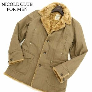 NICOLE CLUB FOR MEN ニコルクラブ フォーメン 秋冬 中綿★ 裏ボア ストライプ ワーク ジャケット コート Sz.48　メンズ　C3T10585_B#N