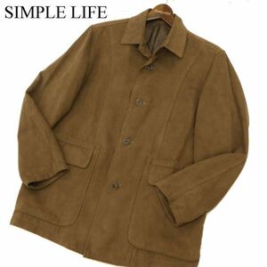 SIMPLE LIFE シンプルライフ レナウン 秋冬 フェイク スウェード★ レザー カバーオール ジャケット Sz.M　メンズ 日本製　C3T10515_B#N