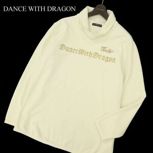 DANCE WITH DRAGON ダンスウィズドラゴン 長袖 裏起毛★ ロゴ タートルネック カットソー シャツ Sz.45 メンズ 白 ゴルフ　C3T10607_B#E