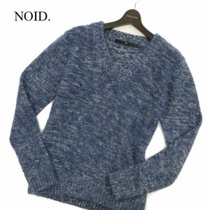 NOID. ノーアイディー 秋冬 モヘヤ混★ メランジ Ⅴネック ニット セーター Sz.2　メンズ ネイビー　C3T10650_B#K