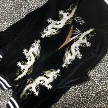 90's kei-sing 別珍 竹虎 刺繍 龍 スカジャン L 黒 ベロア ケイシン 90年代 虎 タイガー kei.sing souvenir jacket sukajan tiger doragon_画像5