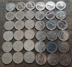 幸せのシックスペンス イギリス 36枚セットラッキー6ペンス 本物古銭英国コイン美品です19.5mm 2.8gram