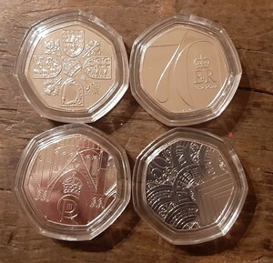 4種類 エリザベス女王 新デザイン イギリス 英国本物 50ペンスコインイギリス 英国 コインNew Uncirculated coin from Bank of England