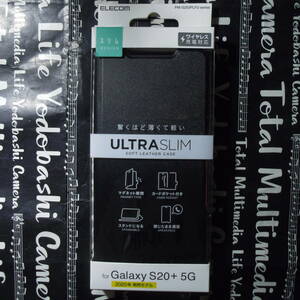 ELECOM Galaxy S20+ 5G SC-52A SCG02 ブラック ソフトレザーケース 薄型 磁石付 カードポケット付 ワイヤレス充電対応 スタンド機能付