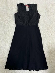 1円〜　MAX MARA　マックスマーラ　ノースリーブ　ワンピース　ブラック　羊毛混　サイズ３４　素材切替　ドレス　パーティー