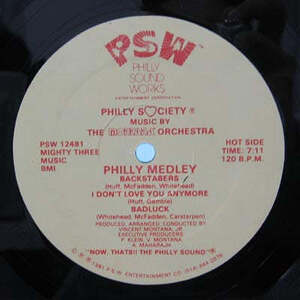 PHILLY SOCIETY / PHILLY MEDLEY 12inch Vinyl record (アナログ盤・レコード)