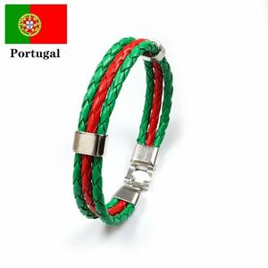 ブレスレット　ポルトガル代表　編み込み　腕　サッカー　国旗カメルーン　男女兼用　超軽い　ロナウド選手