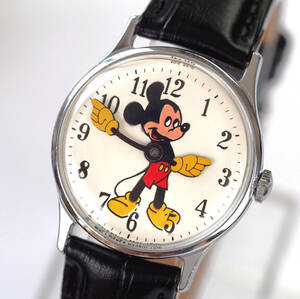 整備済 稼働 美品 ミッキーマウス 機械式手巻き 腕時計 新品ベルト 希少レア 1960年代 ディズニー INGERSOLL インガーソル インガソール