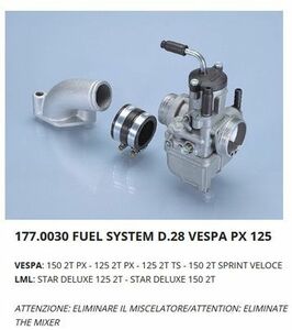 POLINI 177.0030 キャブレター28mmkit　VespaP/PX(混合)