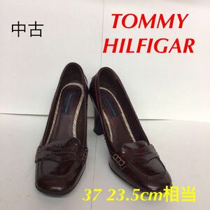 【売り切り!送料無料!】A-332 TOMMY HILFIGAR!パンプス!ブラウン!革!茶色!ローファー!37!23.5cm!おしゃれ!かわいい!中古