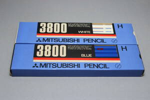昭和レトロ　三菱鉛筆　#3800　ブルー・ホワイト　H　2ダース　未使用　廃盤　当時物