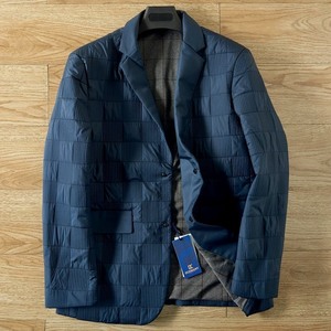 ダウンコットン テーラードジャケット■DCKMANY新品 メンズ 中綿 スーツジャケット 秋冬 軽量 紳士 ジャケット アウター ブルー A6902-XL