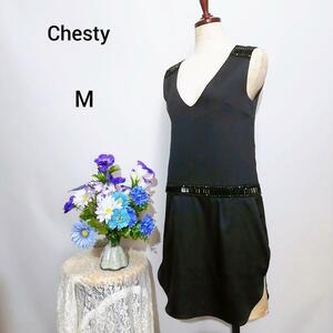  Chesty первоклассный прекрасный товар платье party М размер чёрный цвет серия 