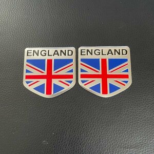 汎用 イギリス 国旗 ENGLAND 3D エンブレム アルミ製 ステッカー シール 2点セット