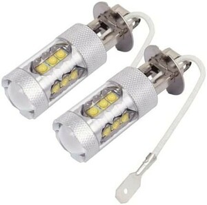 1円～ H3 H3a LED 12V 24V 兼用 80W フォグランプ 爆光 高輝度 LED バルブ 2個 ホワイト 6000k トラック プロフィア 1a