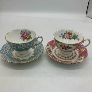 5-11-16■ Royal Albert ロイヤルアルバート カップ&ソーサー ペアカップ lady carlyle / enchantment 英国製 現状品渡