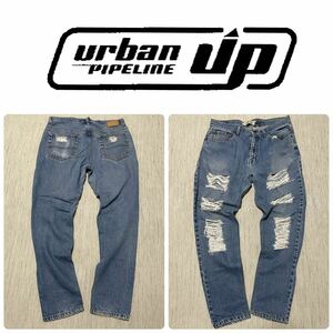 URBAN PIPELINE UP USA ビンテージ スキニー クラッシュ デニム ジーンズ jeans ヴィンテージ 34×30 34インチ レア