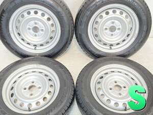 中古タイヤ サマータイヤ ホイールセット 4本セット 155/80R14 88/86 LT トヨタ純正 14x5.0 100-4穴 ヨコハマ ブルーアースVan RY55