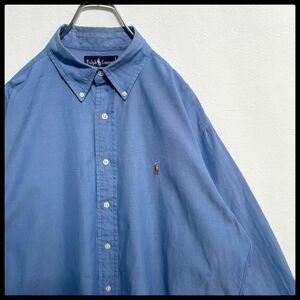ポロラルフローレン　カラフルポニー　ボタンダウン　長袖シャツ　ブルー　 メンズ　16-34　XLサイズ相当　Polo Ralph Lauren