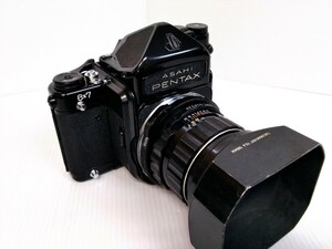 ASAHI PENTAX　6×7　アサヒペンタックス　中判カメラ　一眼レフ　バケペン　ボディ　レンズ　TAKUMAR/6×7　1:2.4/105　シャッター確認OK