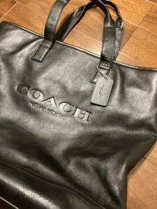 COACH コーチ トートバッグ ヘリテージ ロゴ レザー 本革 ブラック メンズ ビジネス A4