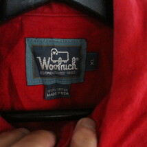 P223 80sビンテージ WOOLRICH ウールリッチ シャモアクロスシャツ USA製■1980年代製 表記XLサイズ レッド 無地 ワーク 古着 古着卸 激安_画像3