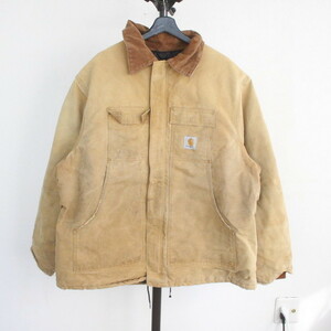 m81 90sビンテージ Carhartt カーハート トラディショナルコート■1990年代製 約XLサイズ 古着 アメカジ 00s ダック 中綿 襟コーディロイ