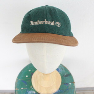 USA製 90sビンテージ Timberland ティンバーランド ベースボールキャップ■1990年代製 グリーン 緑 レザー切替 ハット 帽子 hat ウール 80s